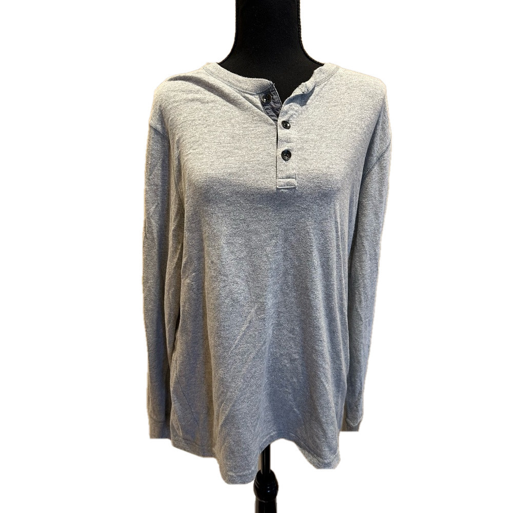 BANANA REPUBLIC MENS GRAY QUARTER BUTTON LONG SLEEVE SHIRT